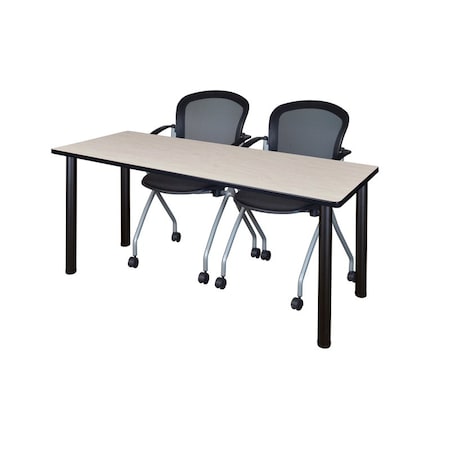 Kee Rectangle Tables > Training Tables > Kee Table & Chair Sets, 60 W, 24 L, 29 H, Maple MT6024PLBPBK23BK